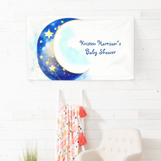 Wasserfarbenfrohe Mond- und Sternendusche Banner (Insitu)