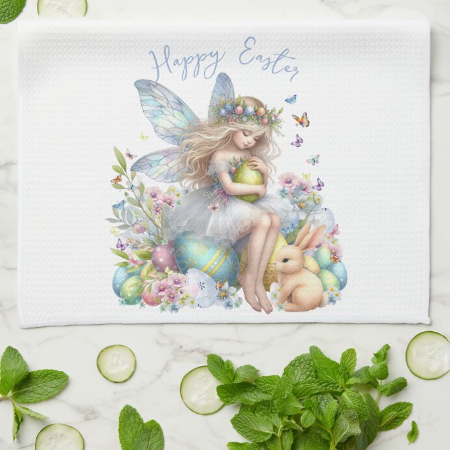 Wasserfarbenfrohe Osterfrühlingszucht Geschirrtuch (Gefaltet)