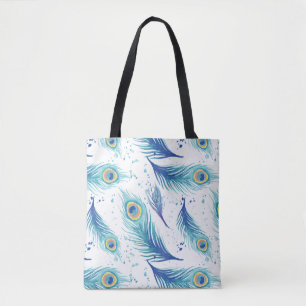 Wasserfarbenfrohe Pfauenfedern Tasche