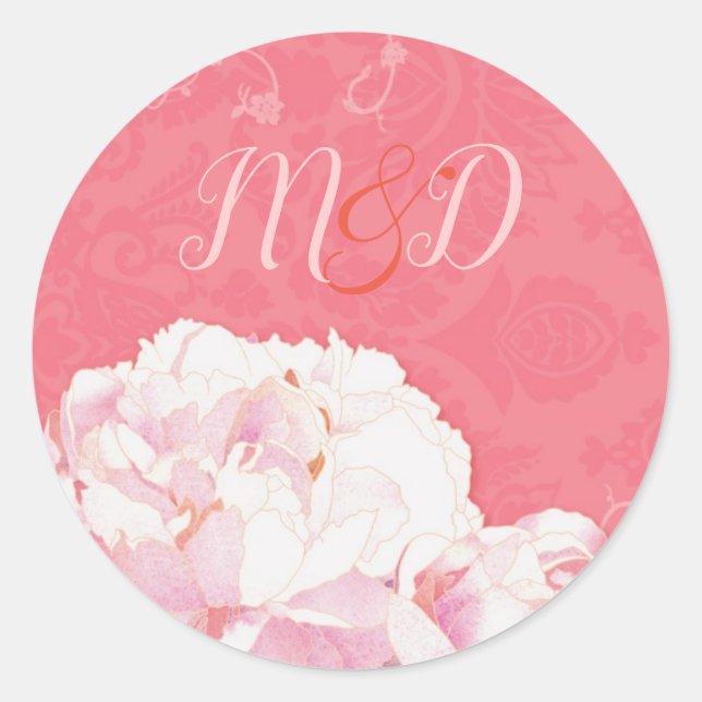 Wasserfarbenfrohe Pink-Hochzeit Runder Aufkleber (Vorderseite)