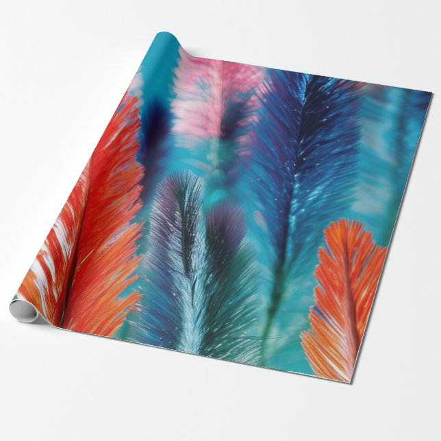 Wasserfarbenfrohe Plumage: Weichfedermuster Geschenkpapier (Ungerollt)