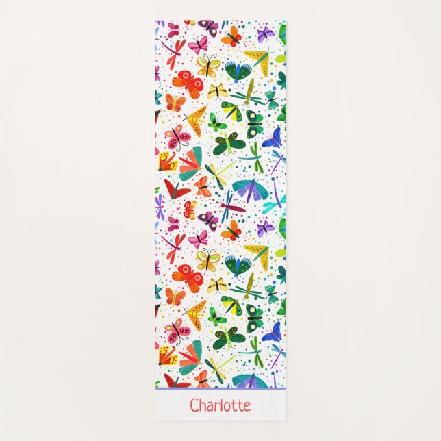 Wasserfarbenfrohe Regenbogenschmetterlinge Kinder  Yogamatte (Vorderseite)