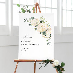 Wasserfarbenfrohe Rose und Hydrangea Babydusche Poster