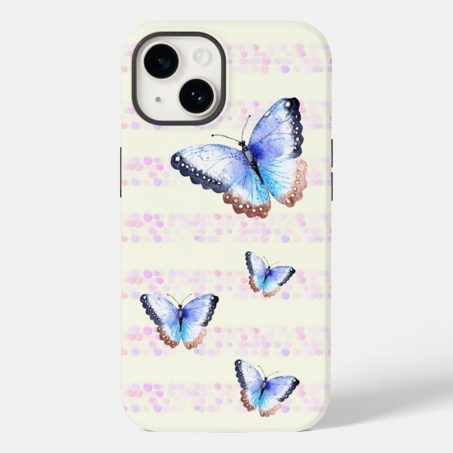 Wasserfarbenfrohe Schmetterlinge auf Bokeh Lichtst Case-Mate iPhone 14 Hülle (Back)