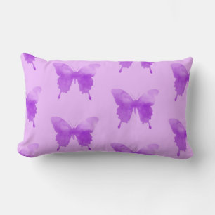 Wasserfarbenfrohe Schmetterlinge - Lavendel und Vi Lendenkissen
