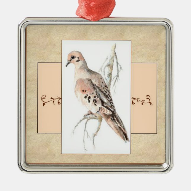 Wasserfarbenfrohe Tote, Schildkröte, Vögel Silbernes Ornament (Vorne)