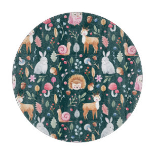 Wasserfarbenfrohe Waldkindermuster Schneidebrett