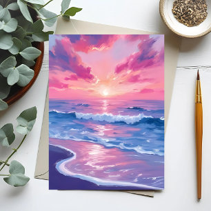Wasserfarbenfrohe Wellen Postkarte