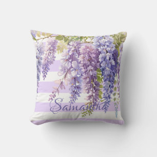 Wasserfarbenfrohe Wisteria lila entrippt Kissen