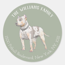 Wasserfarbenfroher Grubenhund | Family Address Lab Runder Aufkleber