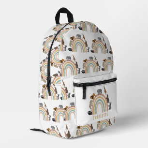 Wasserfarbenfroher Regenbogen-Dschungel Tiere Indi Bedruckter Rucksack