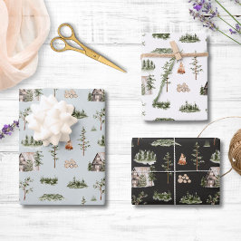 Wasserfarbenfroher Wald Nahtloses Muster Geschenkpapier Set