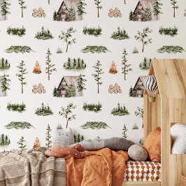 Wasserfarbenfroher Wald Nahtloses Muster Tapete