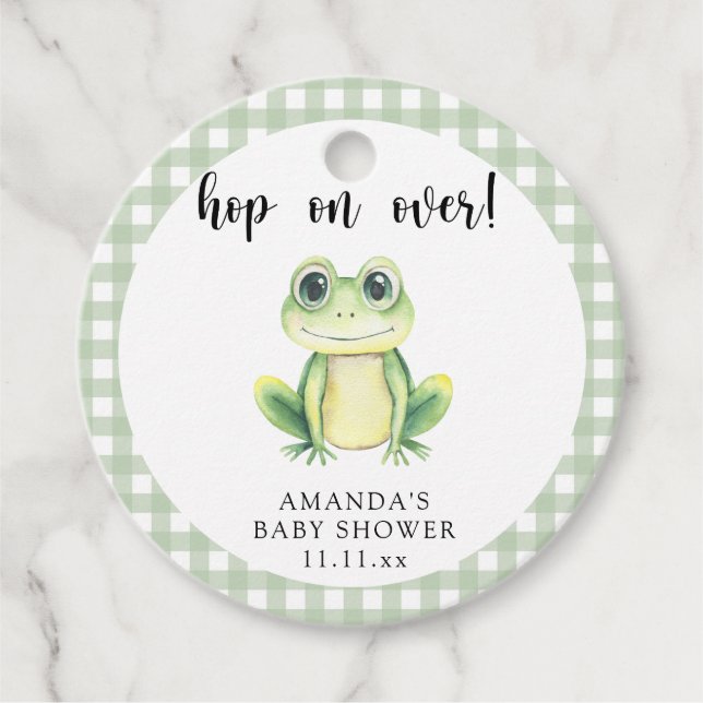 Wasserfarbenfrosche Babydusche Geschenkanhänger (Vorderseite)