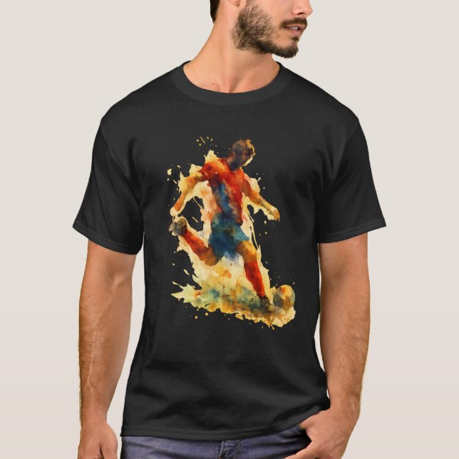Wasserfarbenfußball-T-Shirt - Dynamisches Shirt de (Vorderseite)