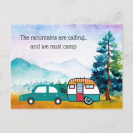 Wasserfarbengebirge Auto und Campingadresse ändern Postkarte