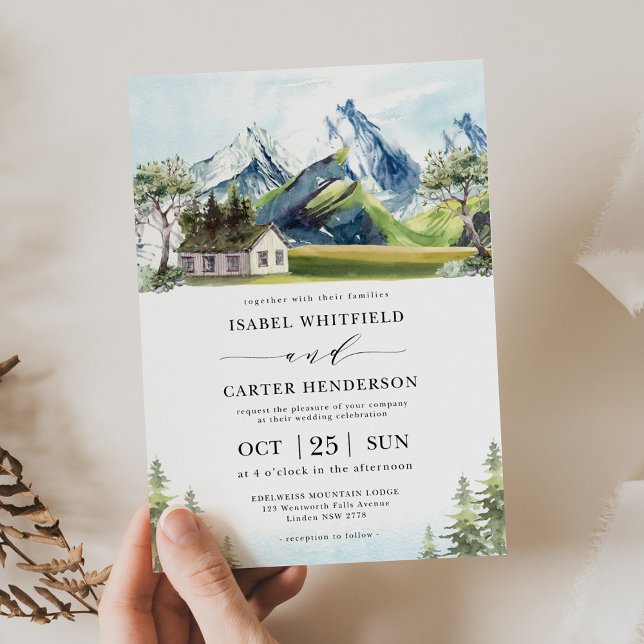 Wasserfarbengebirge Boho Forest Wedding Einladung (Von Creator hochgeladen)