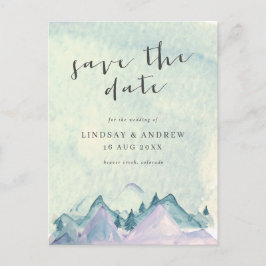 Wasserfarbengebirge, die Hochzeit spart das Datum Postkarte