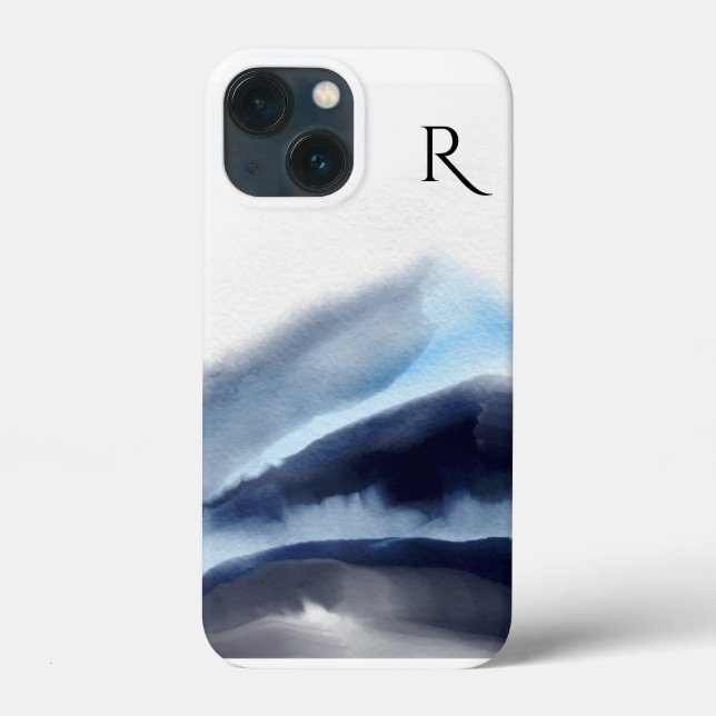 Wasserfarbengebirge Mit Monogramm zeichnen Case-Mate iPhone Hülle (Rückseite)