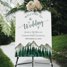 Wasserfarbengebirge und Pinienhochzeit Willkommen