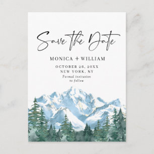 Wasserfarbengebirge Waldhochzeit retten das Datum Postkarte