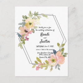 Wasserfarbengeometrische Hochzeit Postkarte