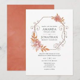 Wasserfarbengeometrische Hochzeit Terracotta Einladung