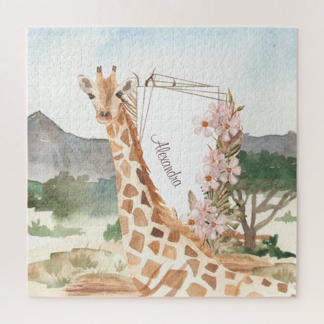 WasserfarbenGiraffe in Afrikanischer Savannah (Vertikal)