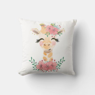 WasserfarbenGiraffe mit Florals-Kissen-Kissen Kissen