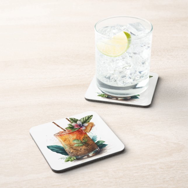 WASSERFARBENGLAS VON MAI TAI GETRÄNKEUNTERSETZER (Rechte Seite)