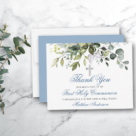 Wasserfarbengrün Dusty Blue Communion Dankeskarte