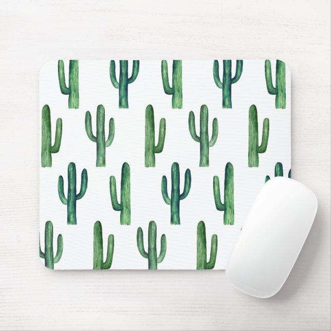 Wasserfarbengrünes Kaktusmuster. Kakteen Mousepad (Mit Mouse)