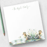 Wasserfarbenherden Personalisiertes Geschirr Notizblock<br><div class="desc">Niedlich und charmant,  bietet diese personalisierte Schreibwarenhandlung ihren Familiennamen oder Monogramm in der von der grünen Hand geschriebenen Schriftzeichen-Typografie mit einem unteren Rand von Aquarellenenten. Ideal für Ihre Frühlings- und Sommernoten. Weitere Zuhause-Living-Designs und Entengeschenke wie dieses finden Sie unter www.zazzle.com/dotellabelle</div>