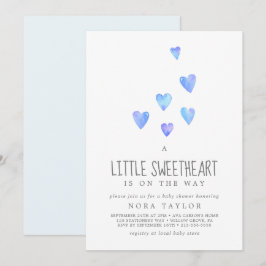 Wasserfarbenherz Boy Little Sweetheart Babydusche Einladung