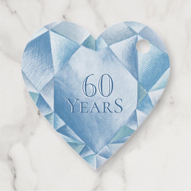 Wasserfarbenherz Diamond 60. Ehejubiläum Geschenkanhänger (Rückseite)