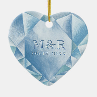 Wasserfarbenherz Diamond 60. Ehejubiläum Keramik Ornament