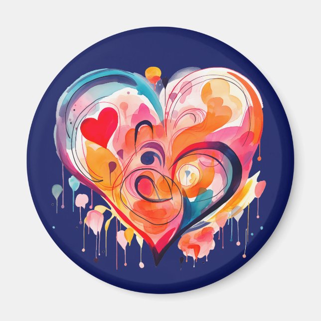 Wasserfarbenherz Magnet (Vorne)