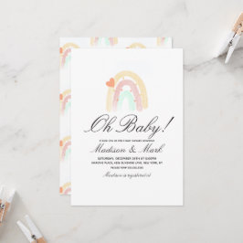 Wasserfarbenherz Rainbow Stroke Baby Dusche Einladung