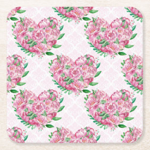 Wasserfarbenherz Rechteckiger Pappuntersetzer