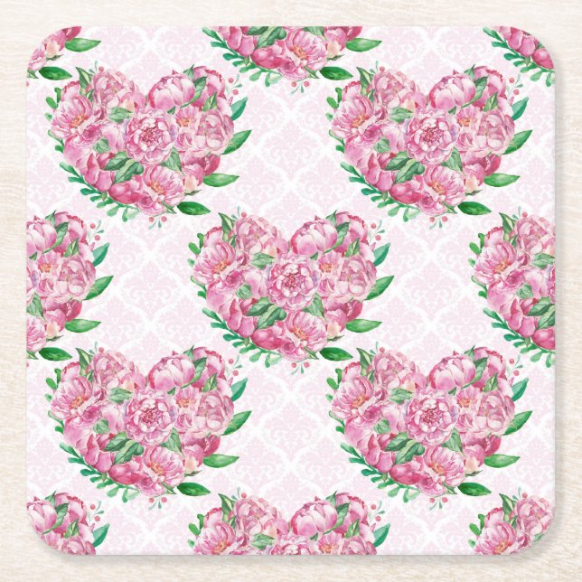 Wasserfarbenherz Rechteckiger Pappuntersetzer (Vorderseite)