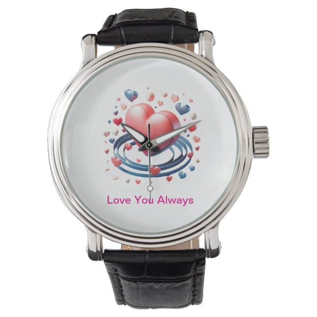 Wasserfarbenherz-Uhr - Einzigartiges Persöni Armbanduhr (Vorderseite)