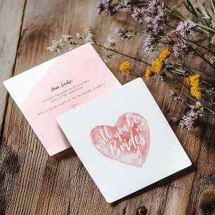 Wasserfarbenherz wird meine Bridesmaid-Karte sein Save The Date