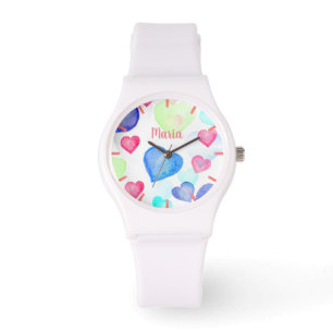 Wasserfarbenherzen Armbanduhr