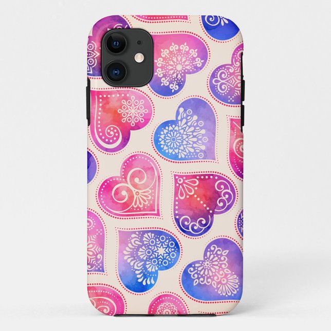 Wasserfarbenherzen Case-Mate iPhone Hülle (Delicate lace hearts meet dreamy watercolor hues.”)