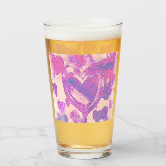 Wasserfarbenherzen Glas (Vorne (Gefüllt))