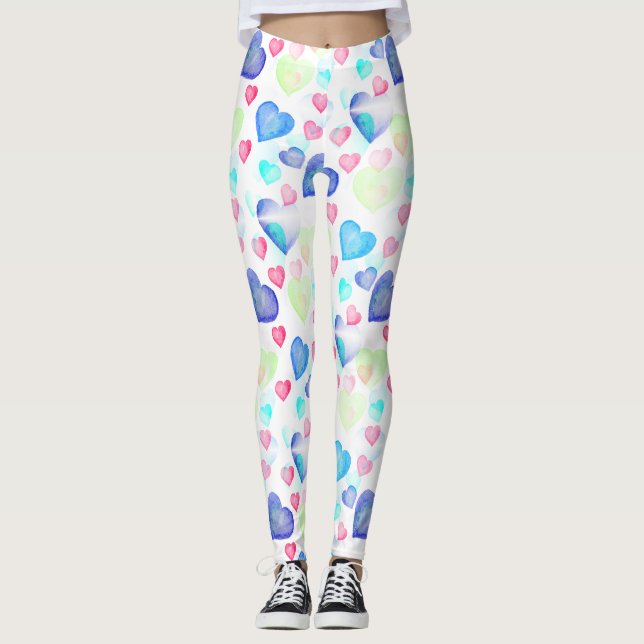 Wasserfarbenherzen Leggings (Vorderseite)