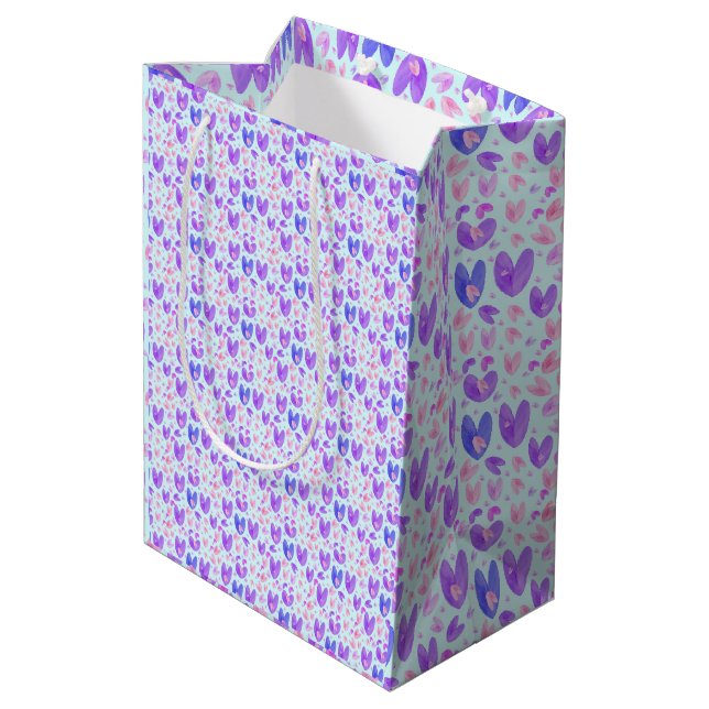 Wasserfarbenherzen Mittlere Geschenktüte (Rückseite Schrägansicht)