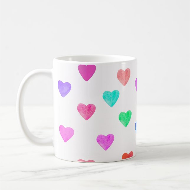 Wasserfarbenherzen von Hand, Muster Valentins Kaffeetasse (Links)