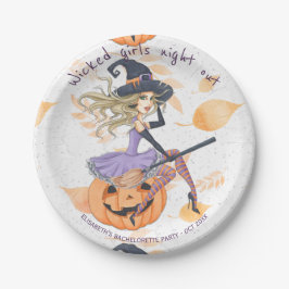 Wasserfarbenhexe Halloween-Junggeselinnen-Abschied Pappteller