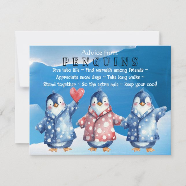 Wasserfarbenhinweis von Pinguinen Flachbildschirm Einladung (Vorderseite)